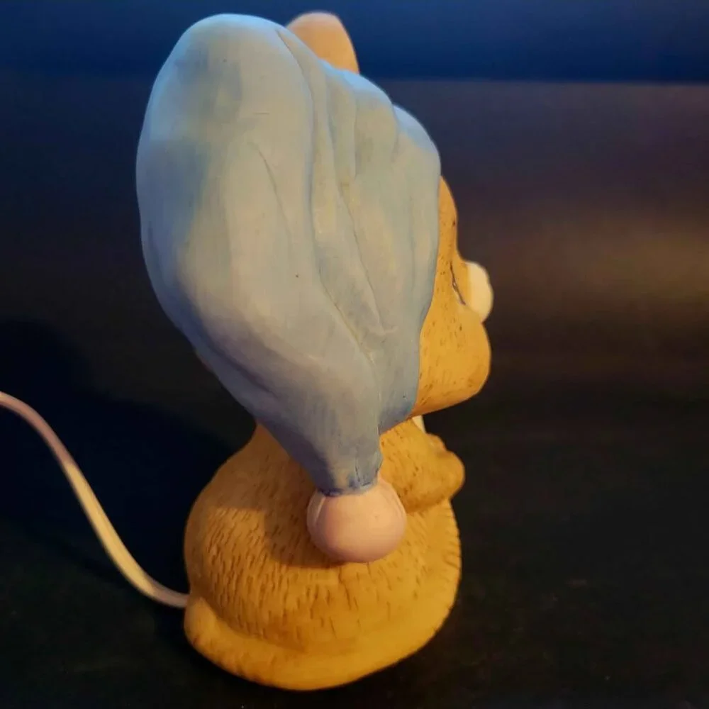 Vtg Ceramic Josef Originals Sleepy Mouse Night Light With Candlestick 